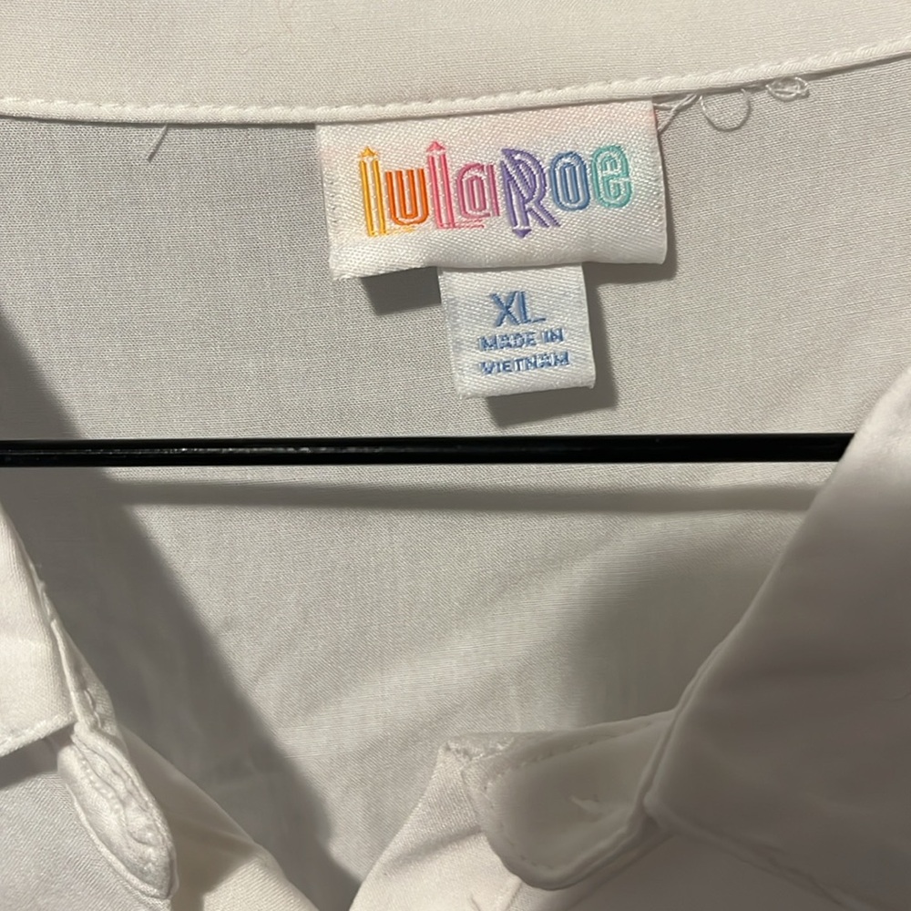 White short sleeve button up top